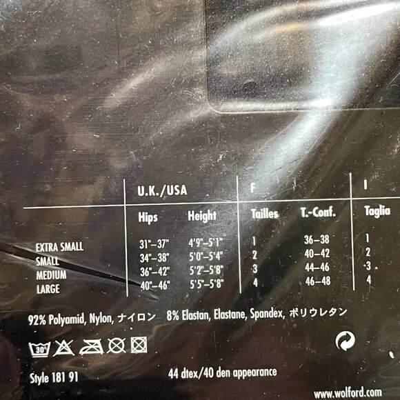 Wolford Cornwall Tights Size Medium Black Sweater Argyle Ribbed Knit Winter 40 - Picture 8 of 8